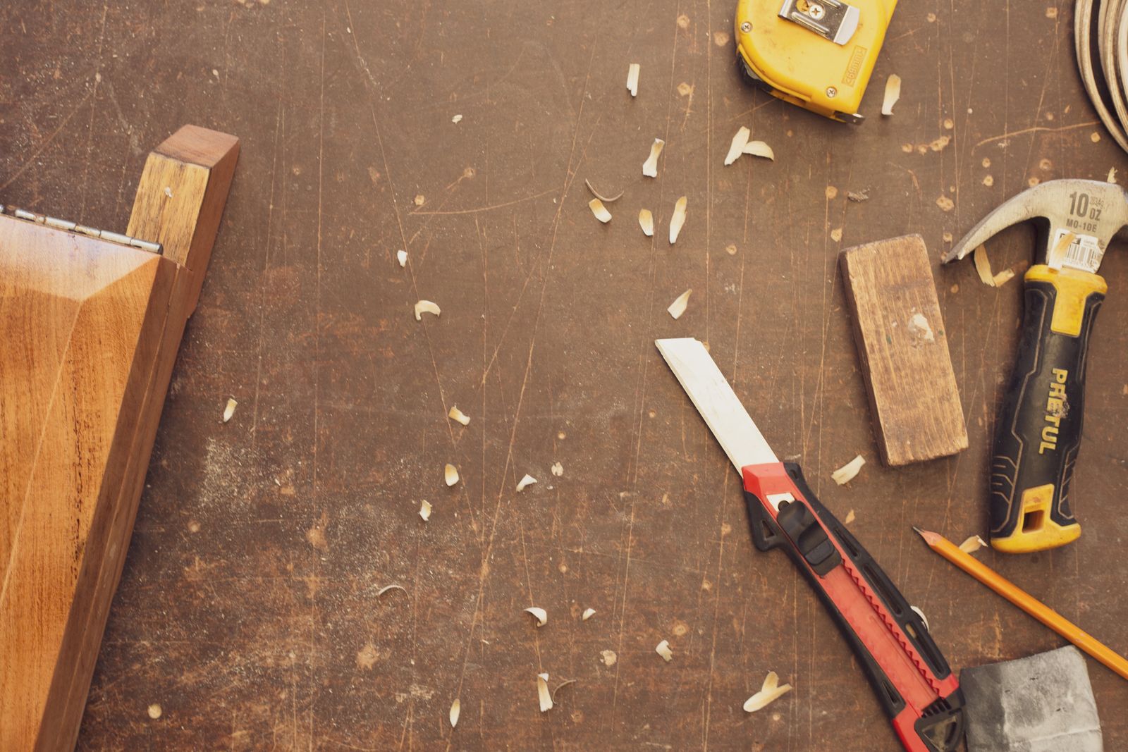 Joinery workbench with tools — custom millwork and joinery often carries the worst lead times, and the worst visibility into them