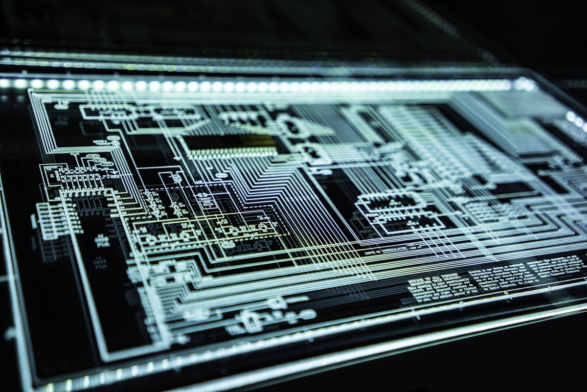 Abstract digital network representing advanced AI systems and security
